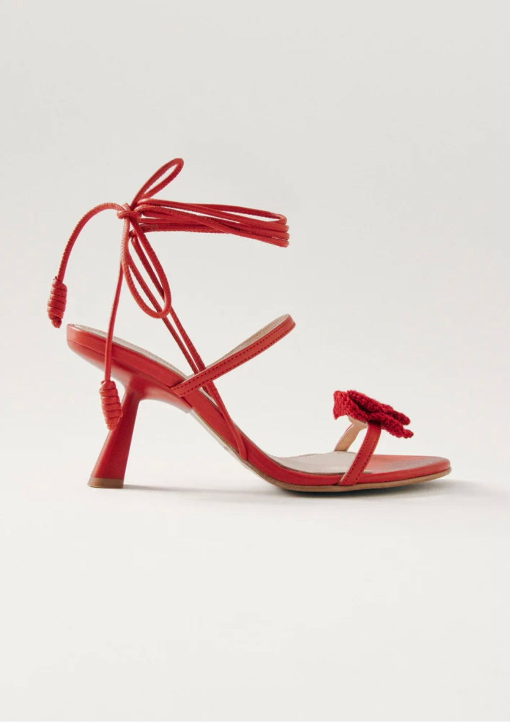 RED LEATHER CROCHET SANDAL