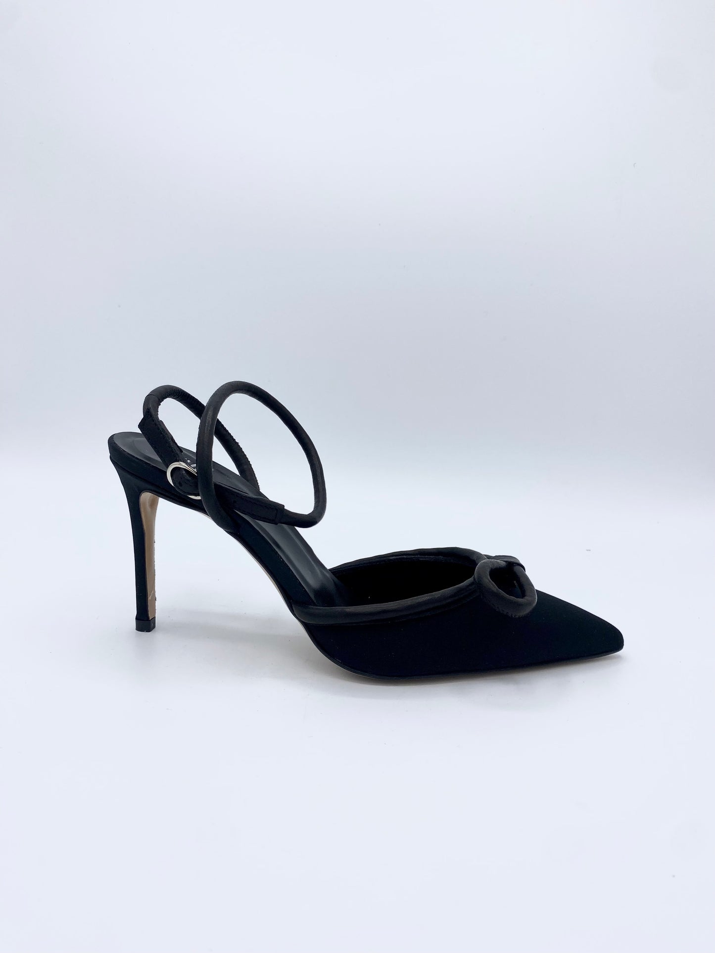 SATIN BOW HEELS BLACK