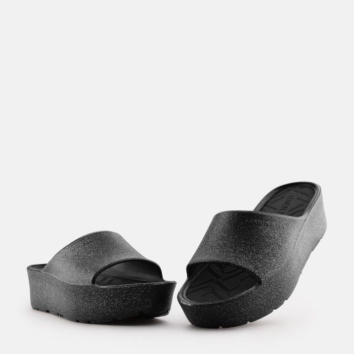 FIORELLA BLACK GLITTER SLIDES