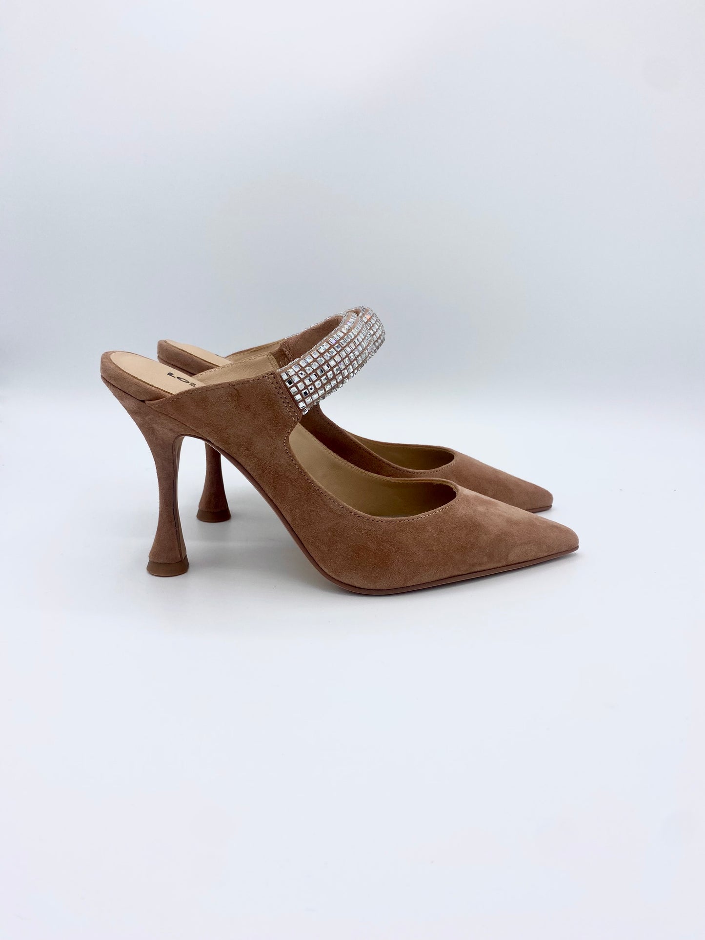 BOFU GLITTER HEEL SUEDE NUDE