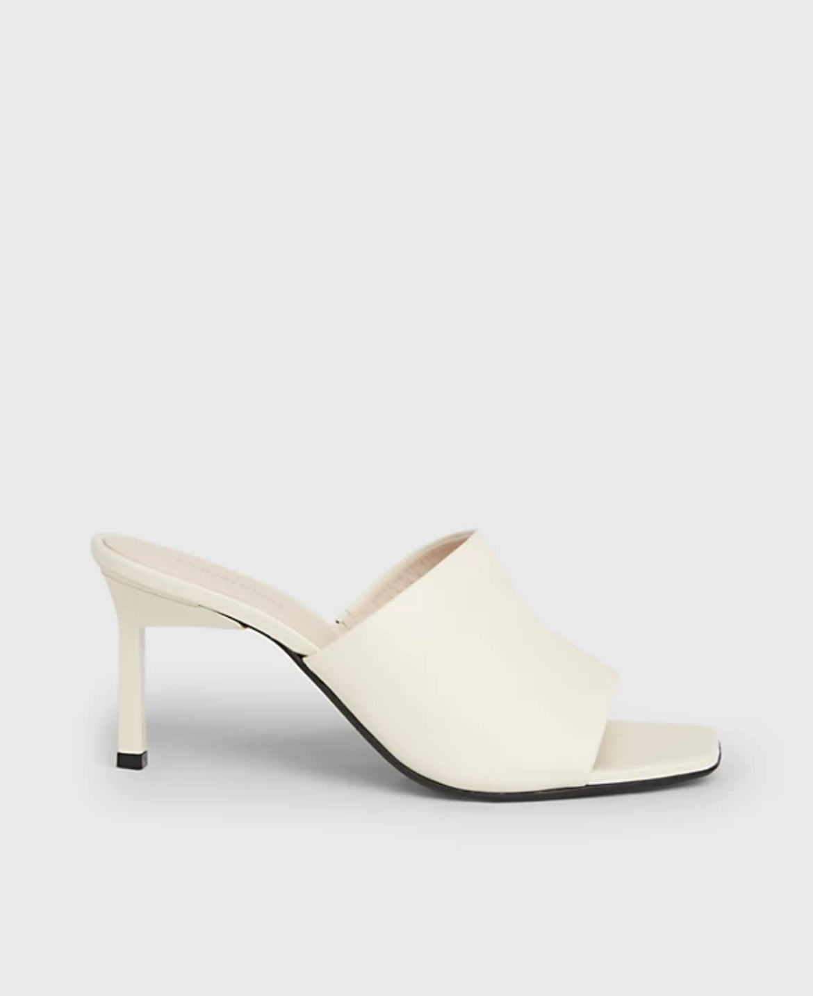 LEATHER MULE HEEL CK OFF WHITE