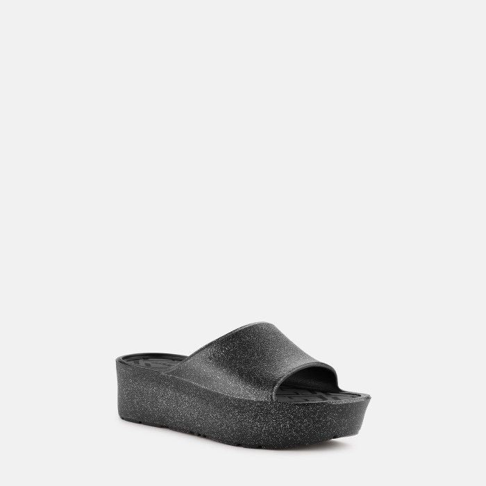 FIORELLA BLACK GLITTER SLIDES