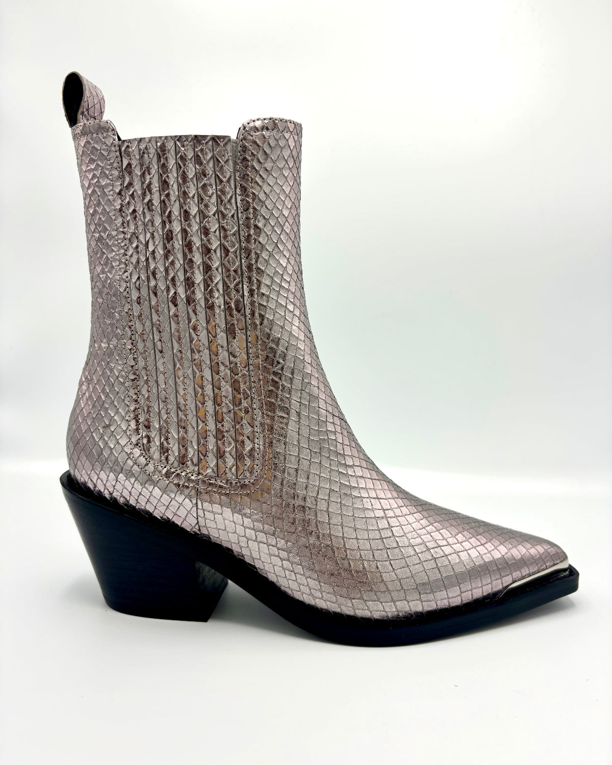 METALLIC ROSÉ SNAKE WESTERN BOOT
