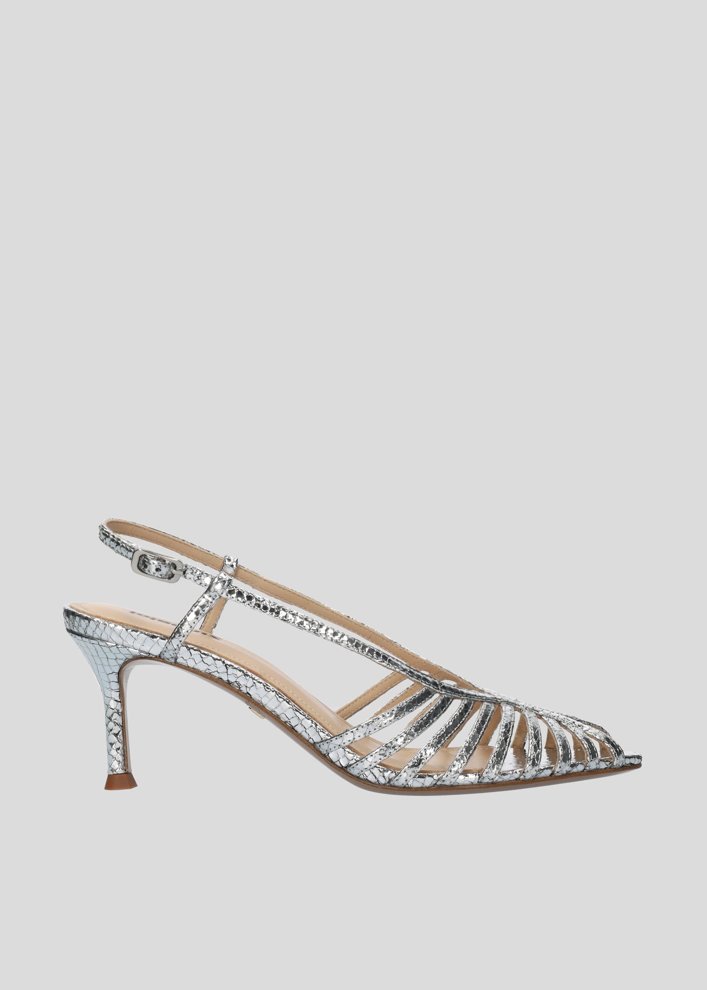 METALLIC PEEP TOE SILVER