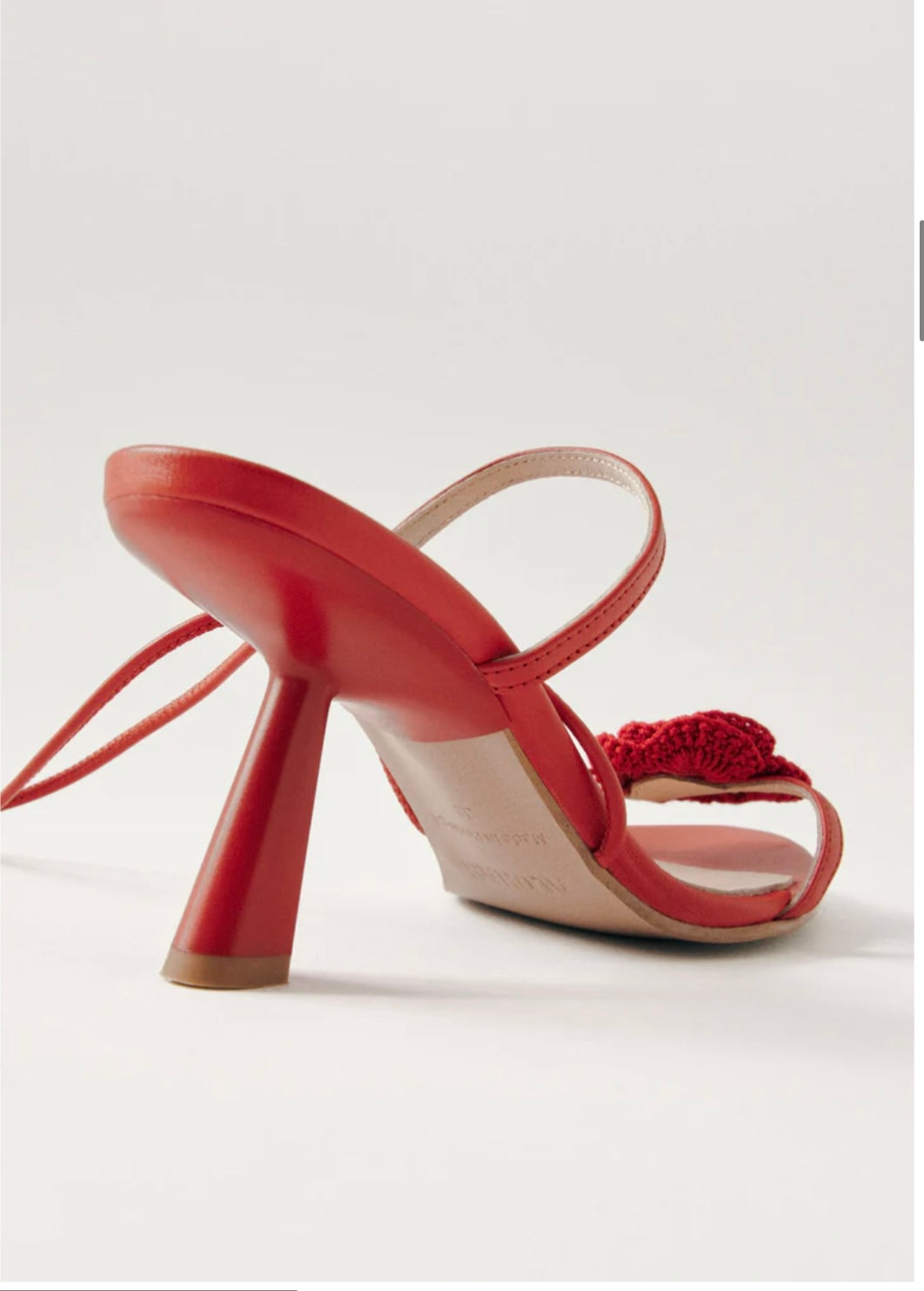 RED LEATHER CROCHET SANDAL