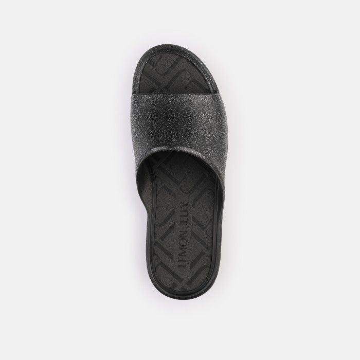FIORELLA BLACK GLITTER SLIDES