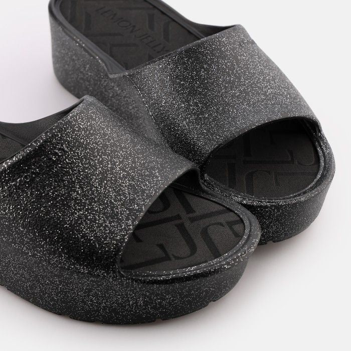 FIORELLA BLACK GLITTER SLIDES