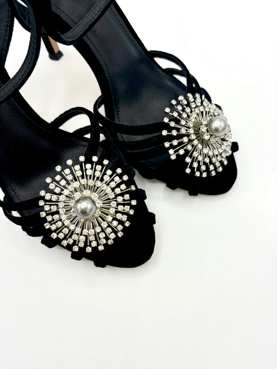 LOLA CRUZ LARA VELVET HEEL BLACK