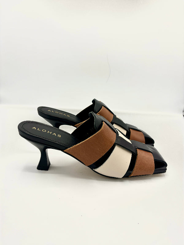 ALOHAS SHUBIE MULE BLACK TAN IVORY