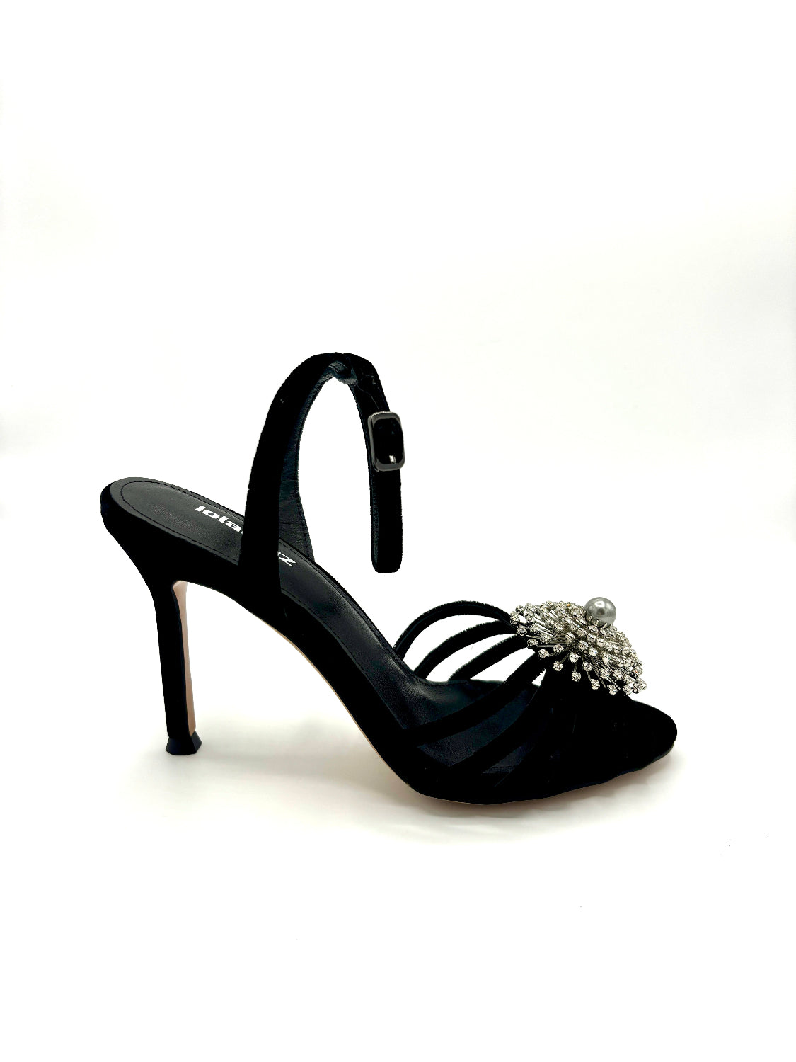 LOLA CRUZ LARA VELVET HEEL BLACK