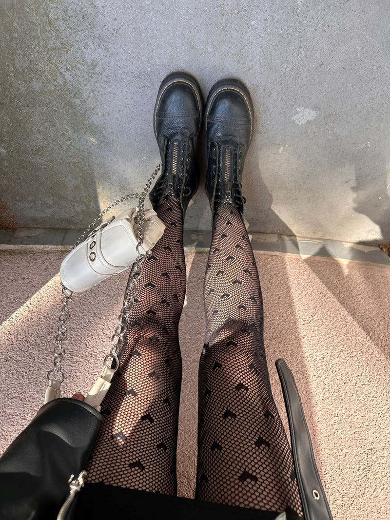 HEART NET TIGHTS - STATEMENT TIGHTS