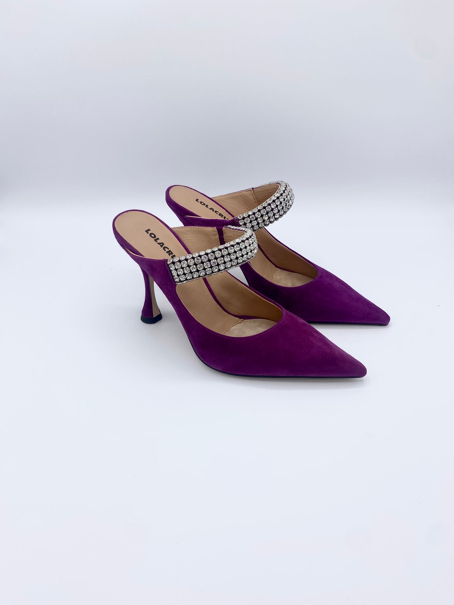 BOFU GLITTER HEEL SUEDE MULBERRY