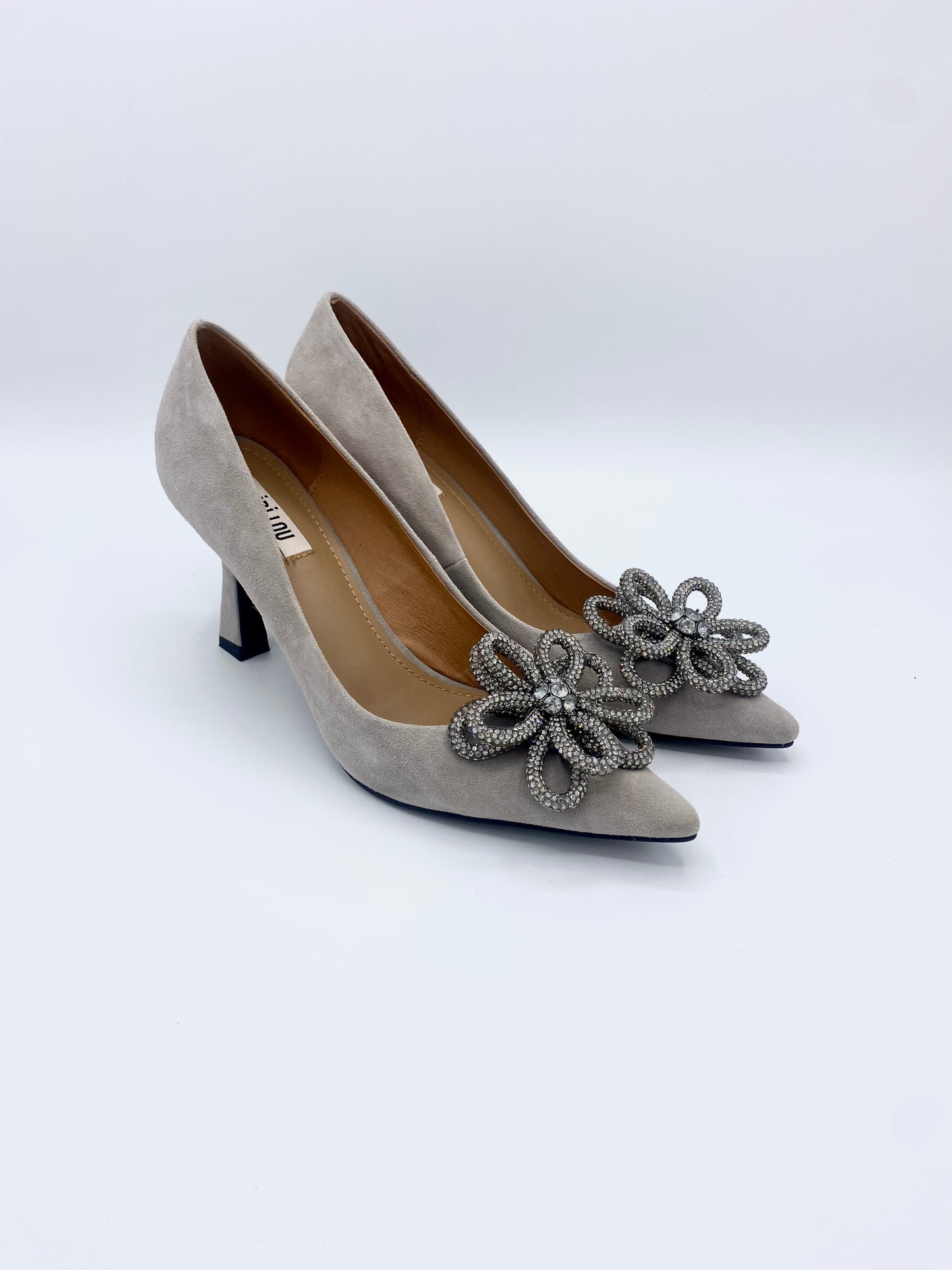 FLOWER PUMP SUEDE GREY