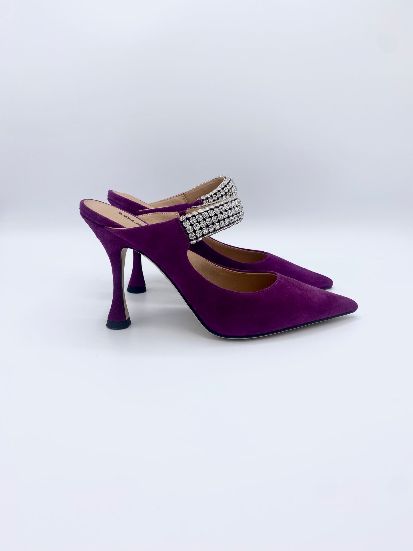 BOFU GLITTER HEEL SUEDE MULBERRY