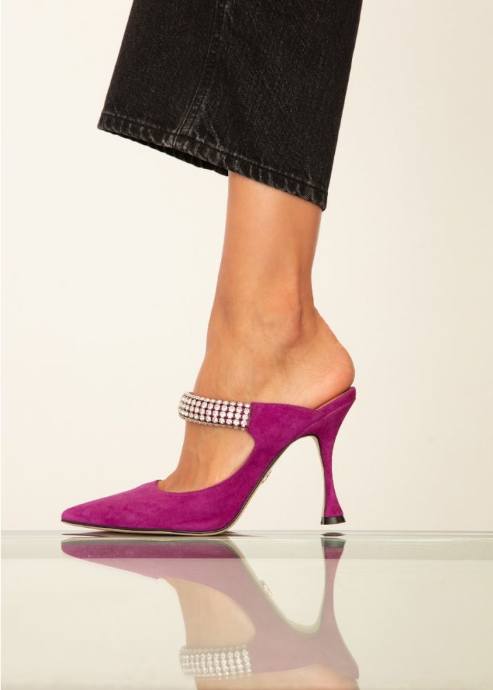 BOFU GLITTER HEEL SUEDE MULBERRY