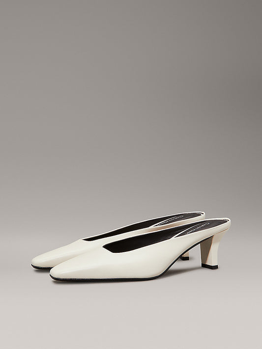 CK MULE PUMPS LEATHER WHITE