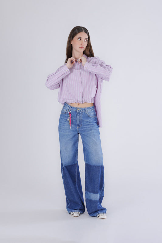 asymmetrisches Hemd lila