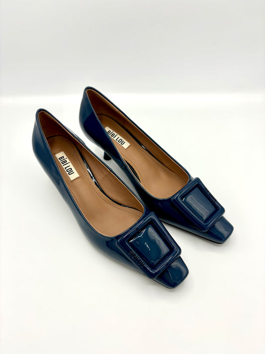 KATE PUMP SMOKEY BLUE PATENT LEATHER