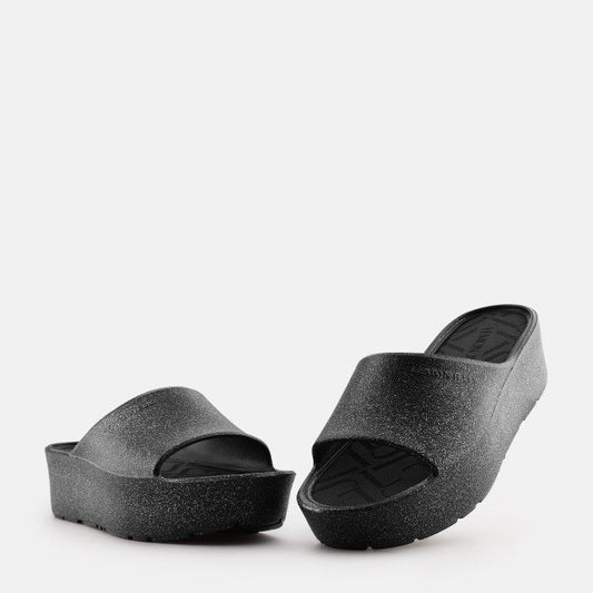 FIORELLA BLACK GLITTER SLIDES