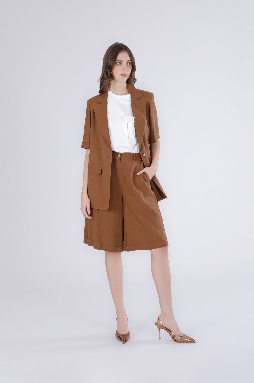 kurzärmeliger Blazer Tobacco