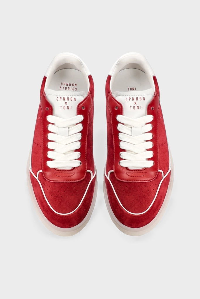 CPH253 x TONI GARRN LEATHER MIX RED WHITE SNEAKER