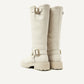 FRANKIE LEVA BIKER BOOT CREME WHITE LEATHER