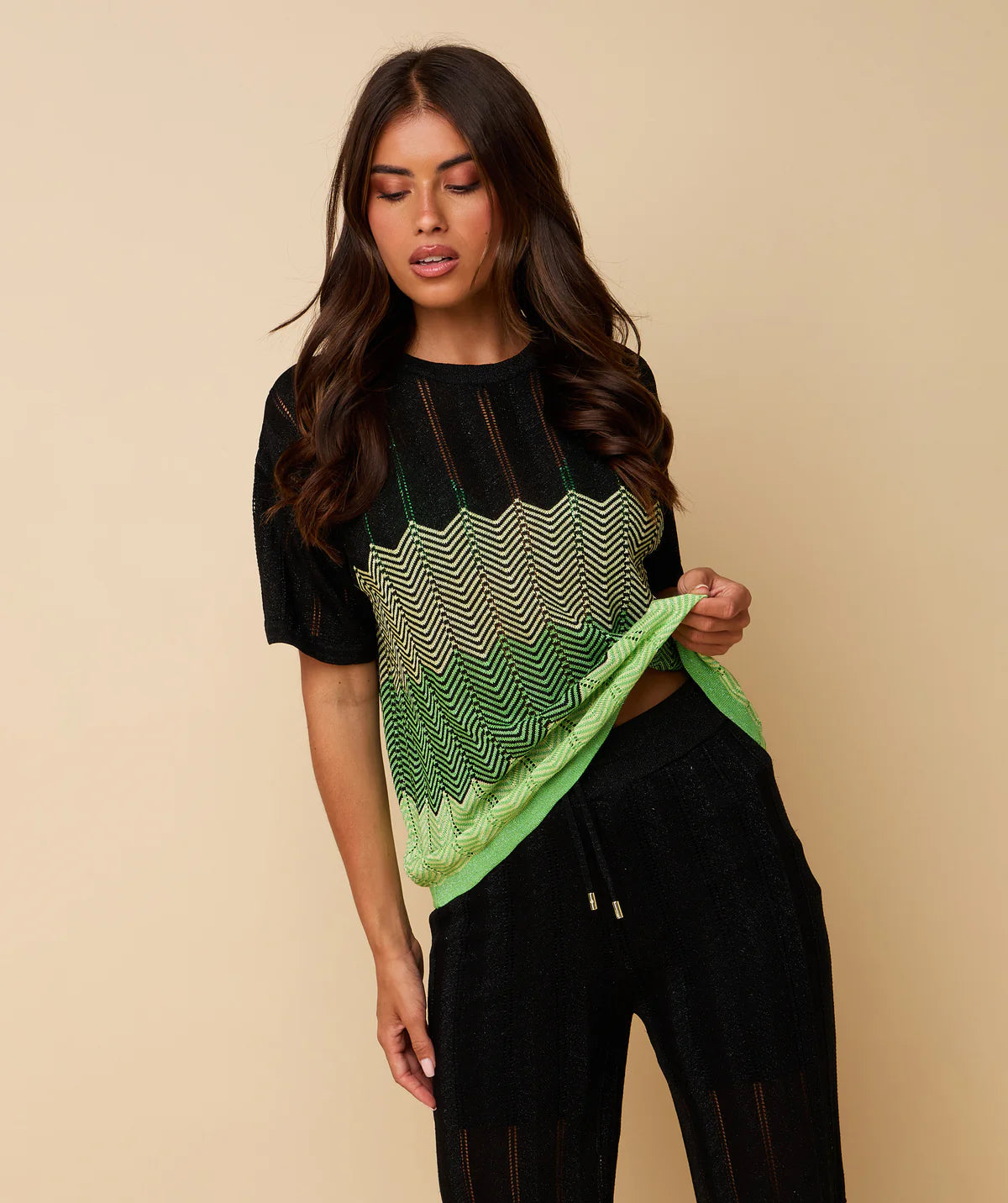 DANI T-SHIRT BLACK/GREEN