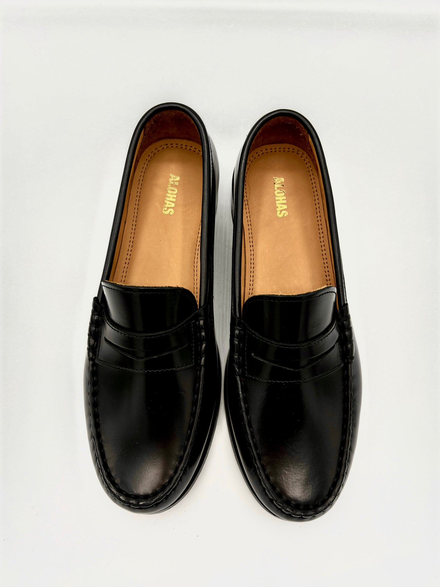 Black leather moccasins online