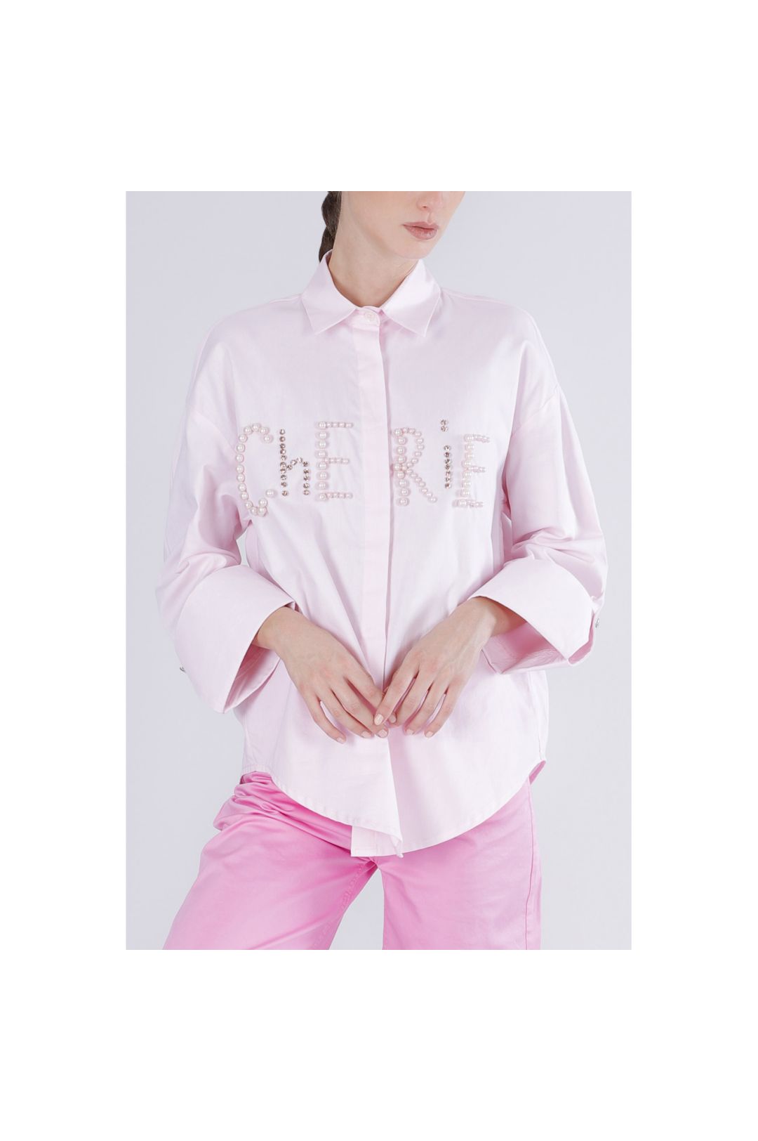 OXFORDHEMD MIT STICKEREI PINK