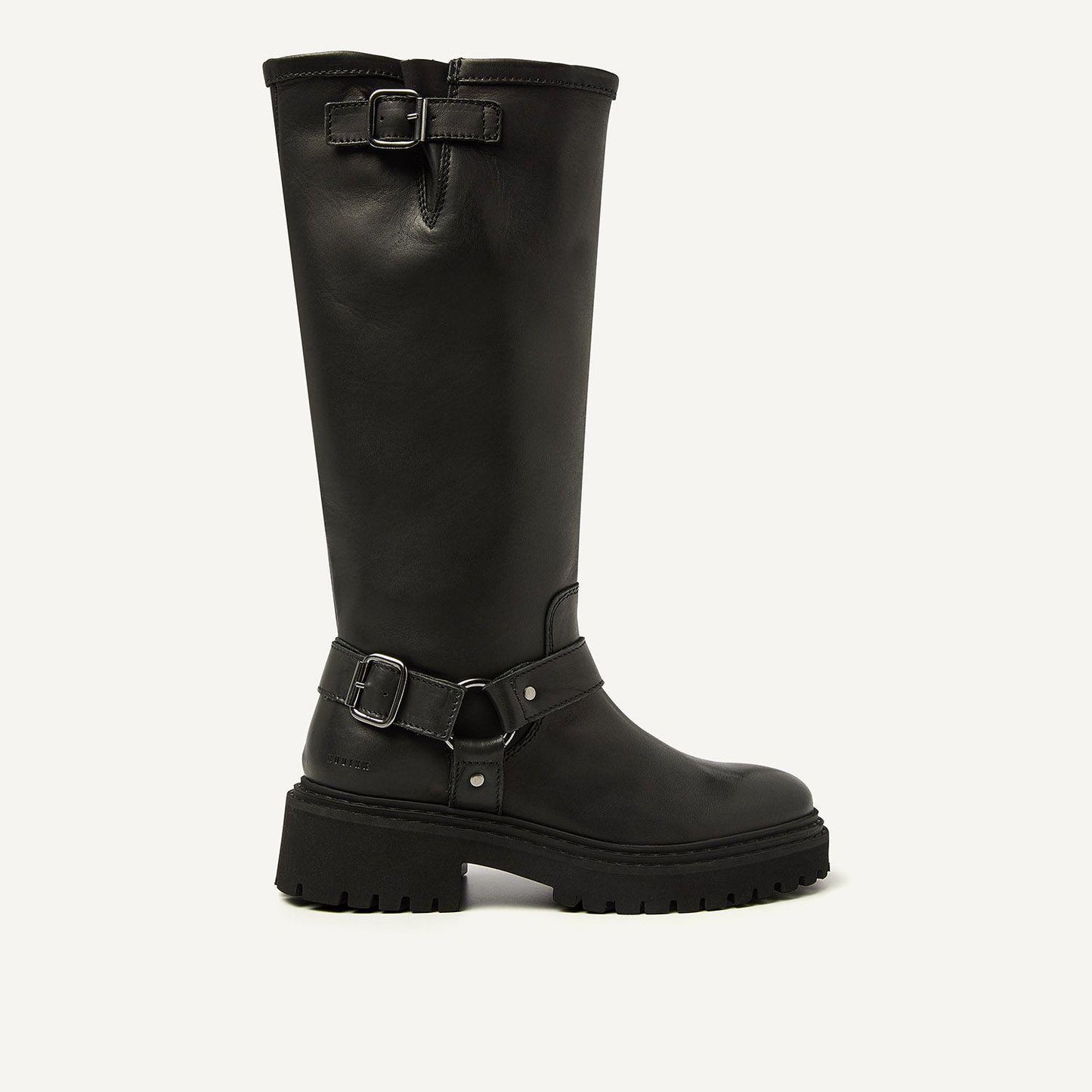 FRANKIE LEVA BIKER BOOT BLACK LEATHER