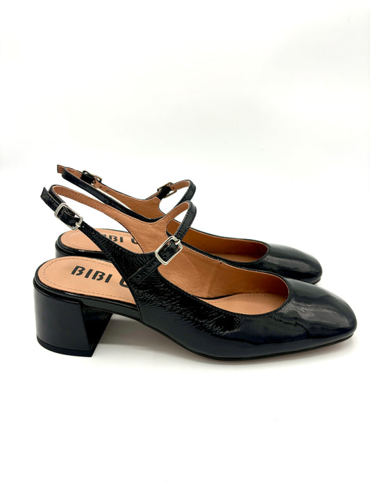 WRINKLED PATENT MARY JANE BLACK