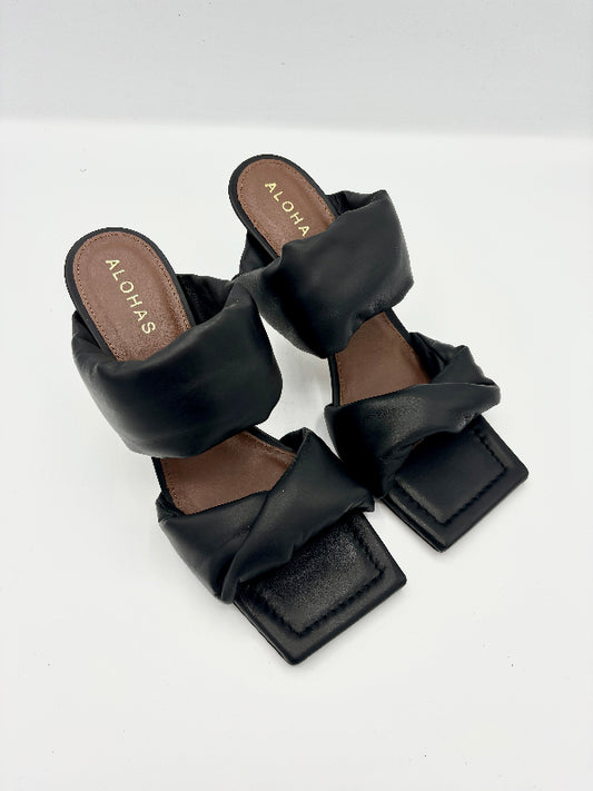 ALOHAS TWIST STRAP HEEL BLACK