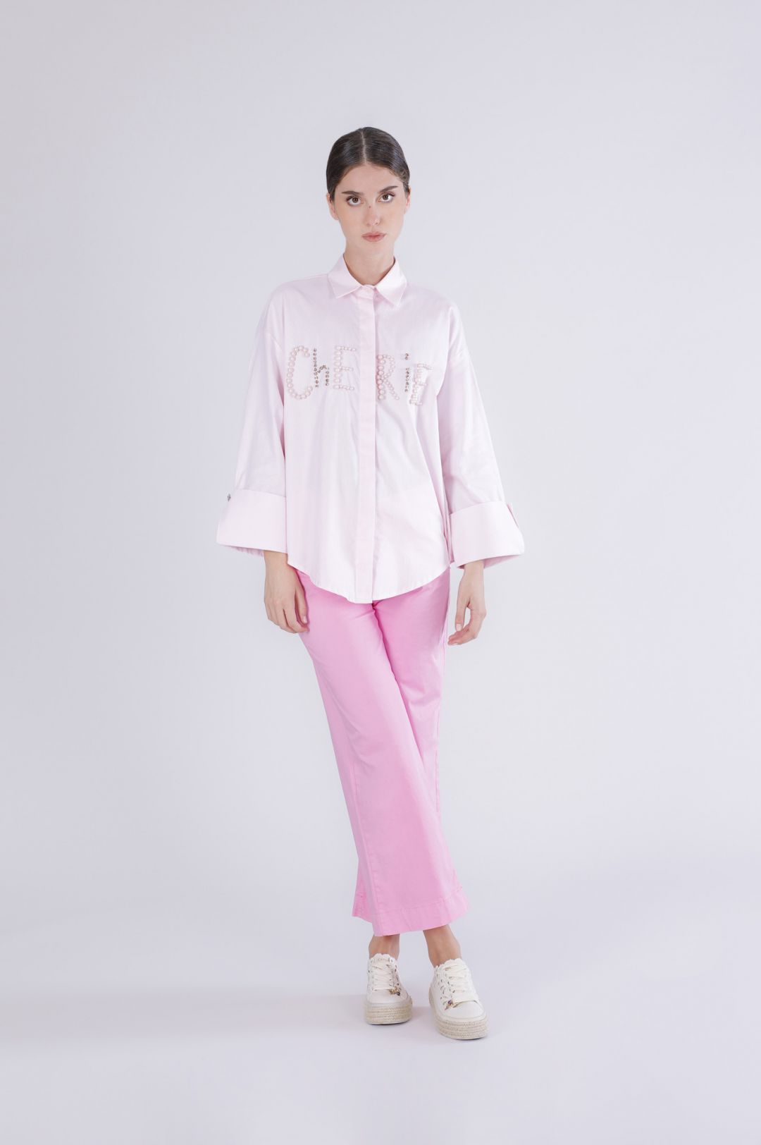 OXFORDHEMD MIT STICKEREI PINK