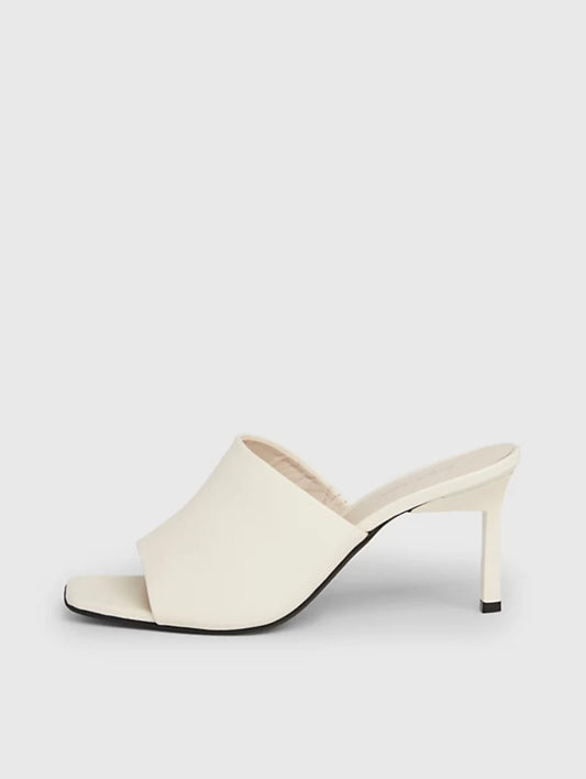 LEATHER MULE HEEL CK OFF WHITE
