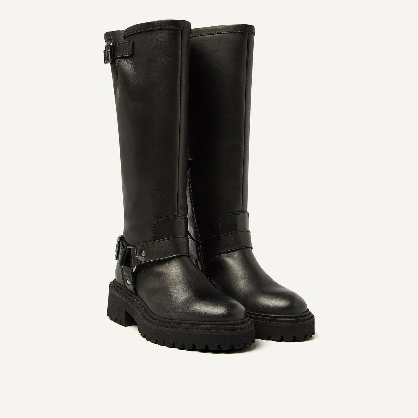 FRANKIE LEVA BIKER BOOT BLACK LEATHER