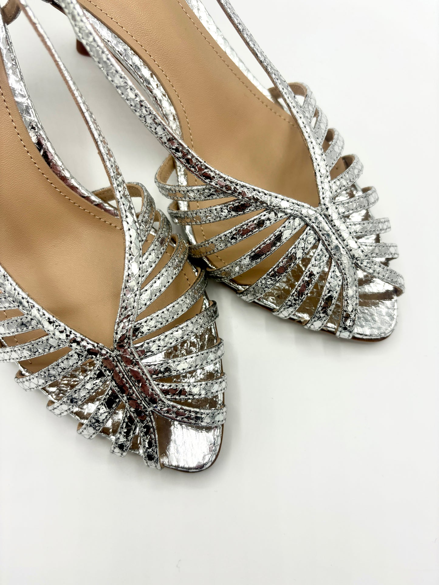 METALLIC PEEP TOE SILVER