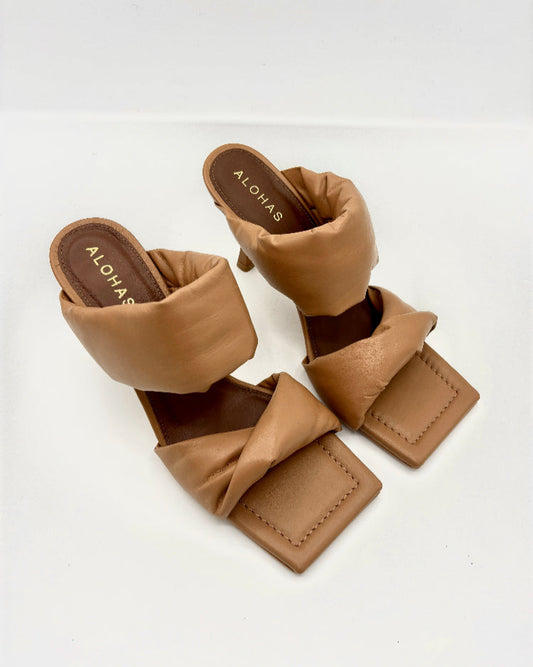 ALOHAS TWIST STRAP HEEL CAMEL