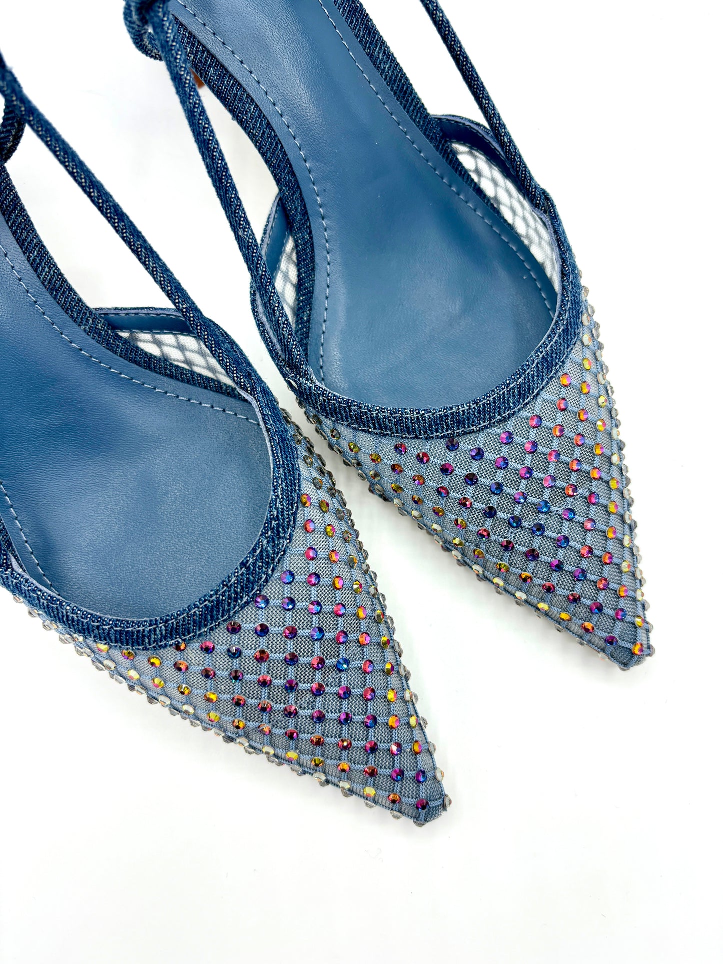 CARMEN SLINGBACK PUMP DENIM RAINBOW