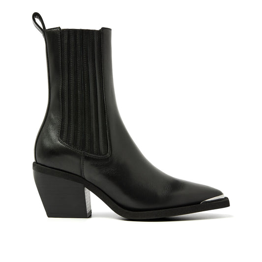 LIV LOUA METAL WESTERN BOOT BLACK LEATHER