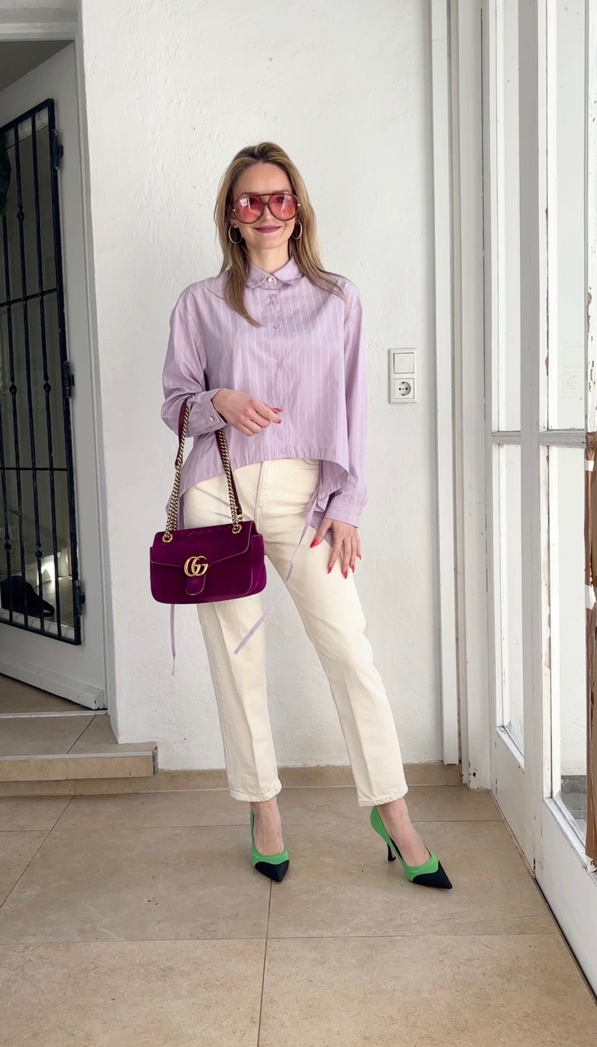 asymmetrisches Hemd lila