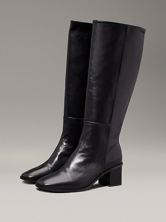 CK WIDE BOOT BLACK LEATHER