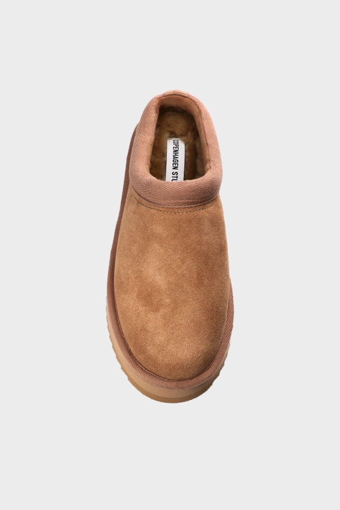 CPH249 CALF SUEDE SLIPPERS COGNAC