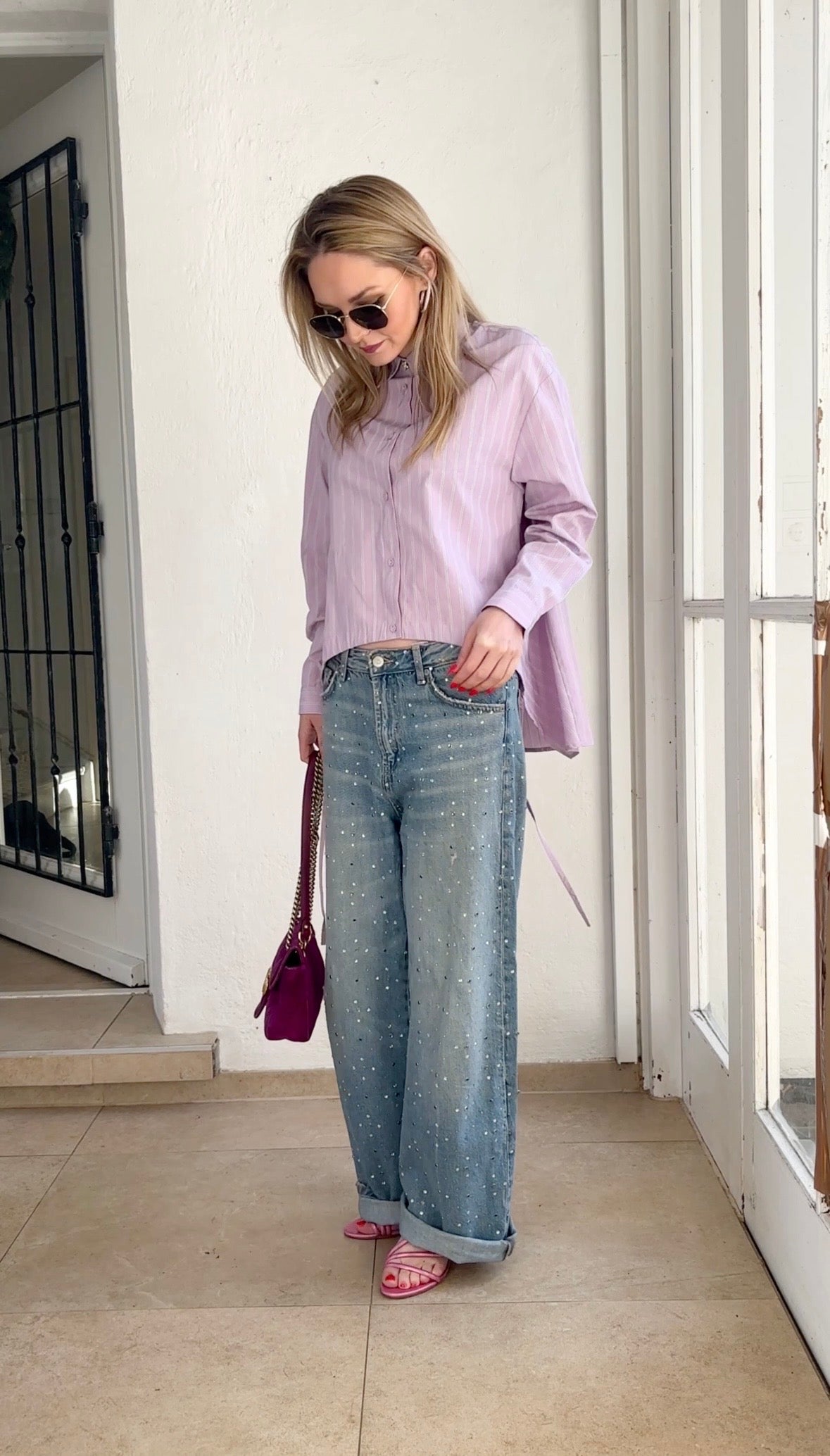 asymmetrisches Hemd lila