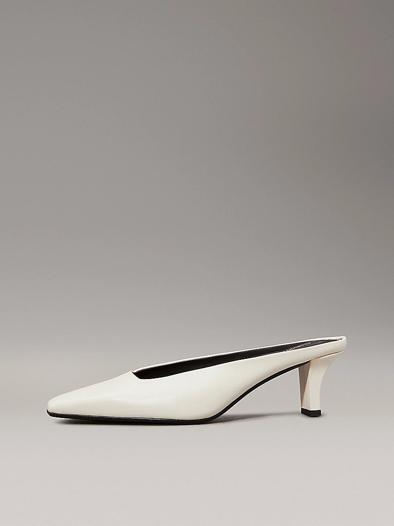 CK MULE PUMPS LEATHER WHITE