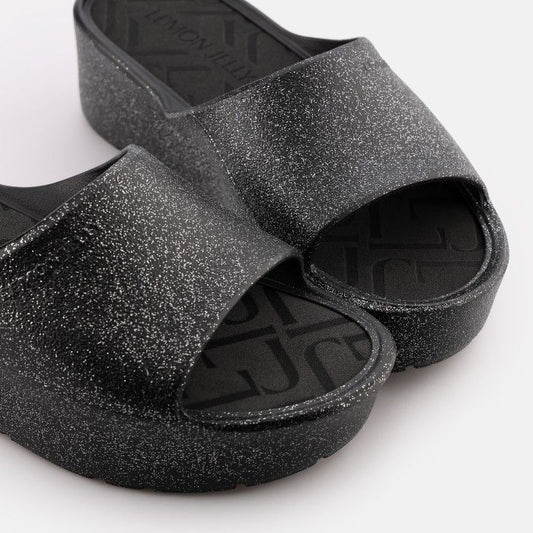 FIORELLA BLACK GLITTER SLIDES