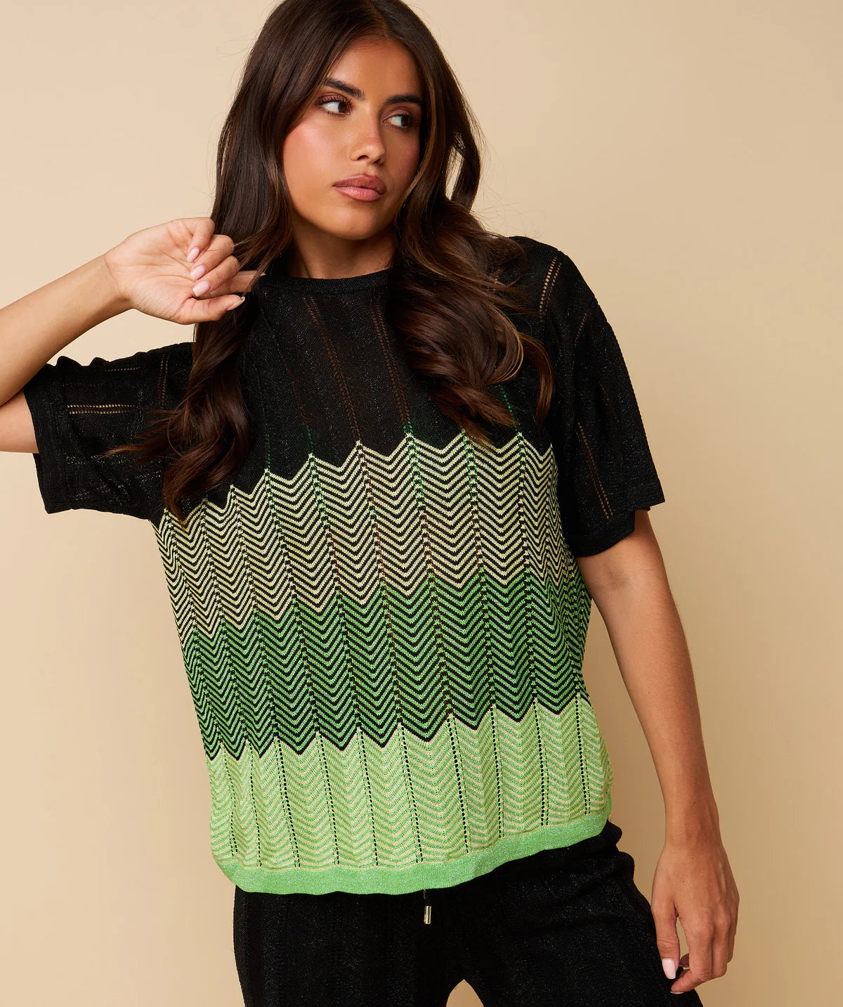 DANI T-SHIRT BLACK/GREEN