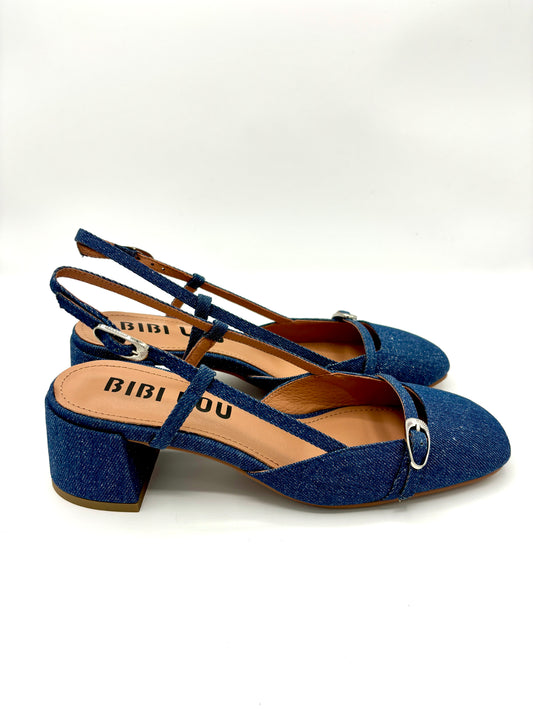 GLITTER DENIM MARY JANES SKY BLUE