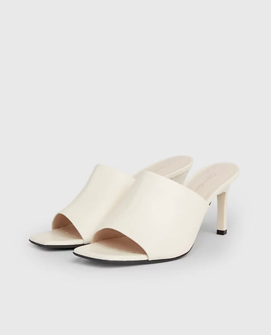 LEATHER MULE HEEL CK OFF WHITE