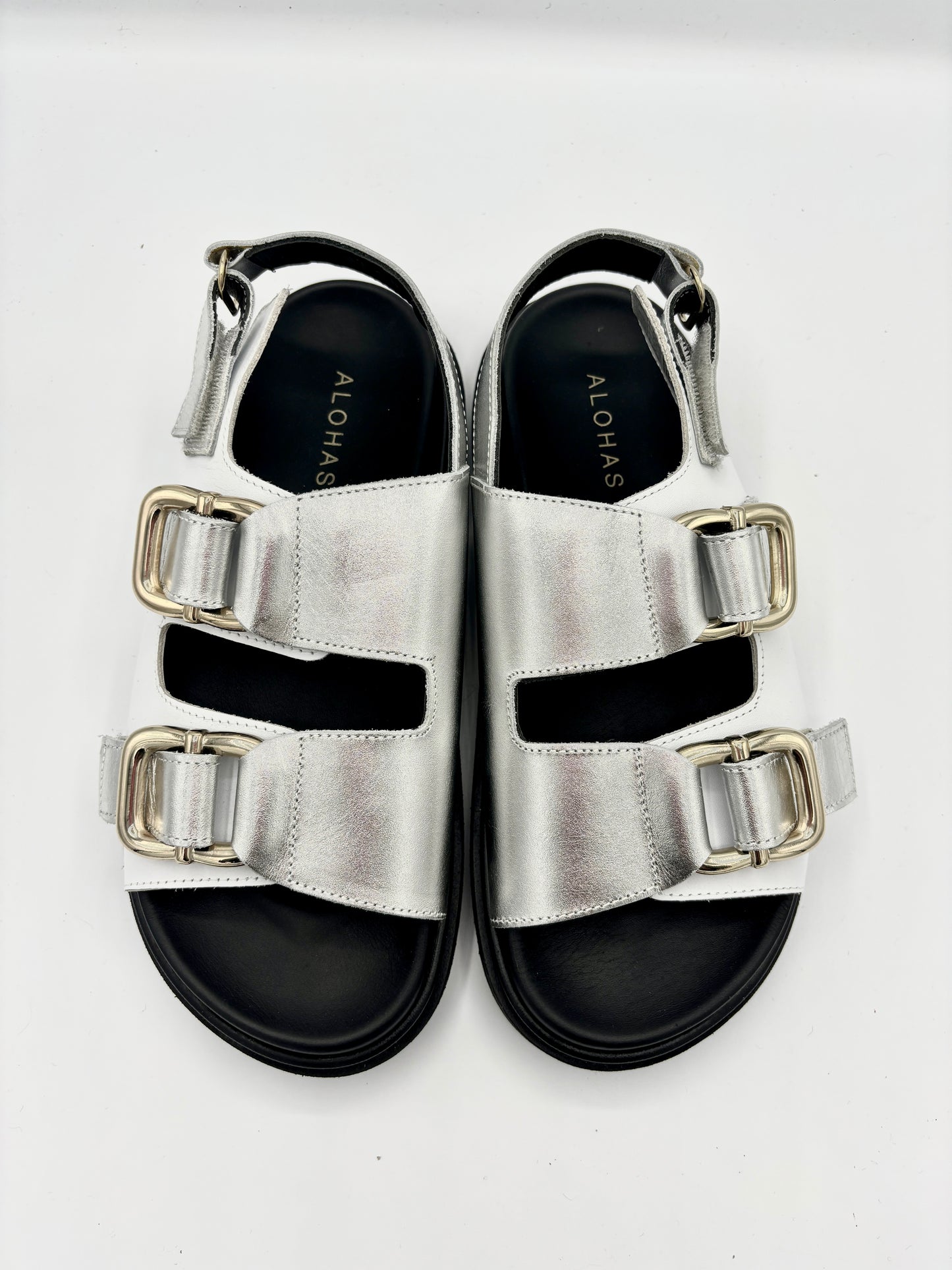 HARPER LEATHER SANDAL SILVER WHITE