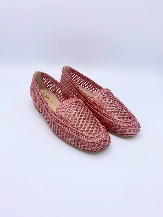 RAFIA METALLIC ROSÉ MOKASSINS